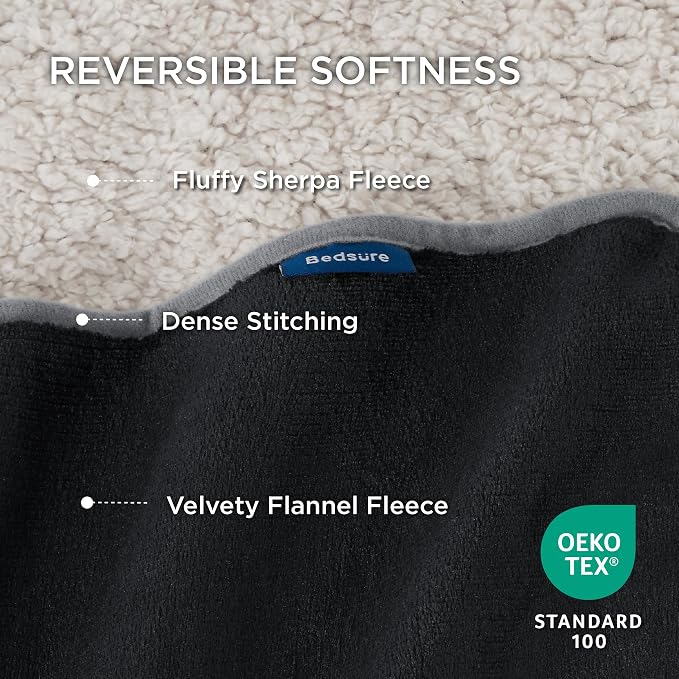 Bedsure Waterproof Blanket for Bed Soft Sherpa Fleece Throw,King 108"x86" | Plush Cozy Calming Reversible Dog Blankets for Large Senior Dogs,Warm Bed Couch Cover,Pet Furniture Protector,Black - Image 3