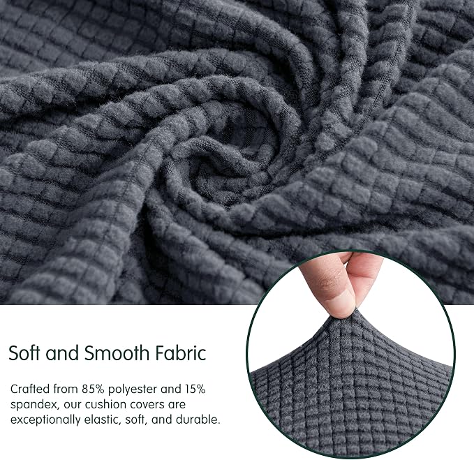 CHUN YI 2Piece Stretch Couch Cushion Covers, Sofa Seat Slipcovers for Pets, Suitable for Armchair Loveseat Sofa with Spandex Jacquard Washable Fabric (2Piece,Grey) - Image 7