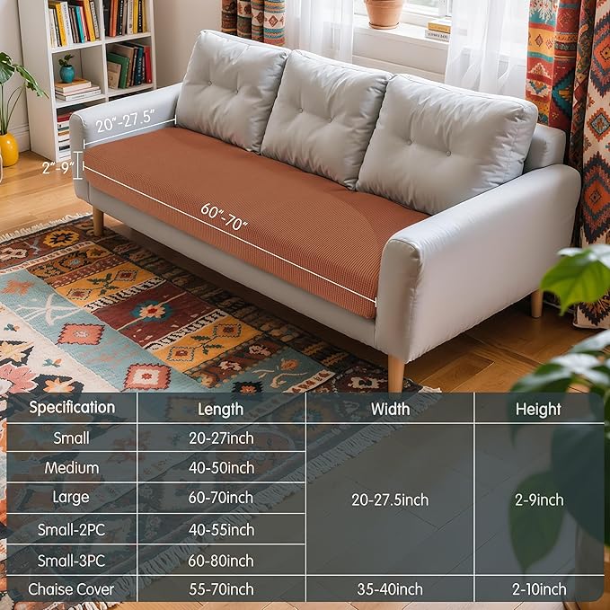Hokway Couch Cushion Covers Stretch Cushion Covers Sofa Seat Cushion Slipcover Cushion Protector(Brick, Large) - Image 3