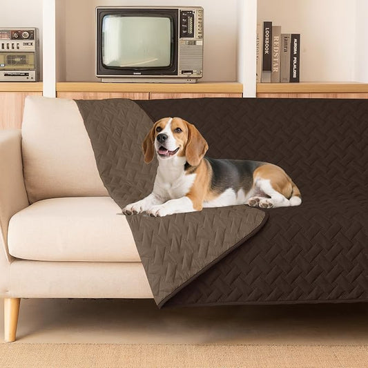 gogobunny 100% Double Sided Waterproof Dog Blanket Soft Pet Bed Cover Reversible Protect Furniture Couch Sofa Car for Puppy Cat (Dark Coffee/Light Coffee, 68x82 Inch (Pack of 1)) by gogobunny