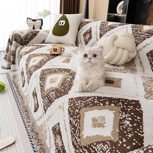 ROOMLIFE Couch Cover Boho Sofa Covers for 3 Cushion Couch Washable | Furniture Protector Sofa Couch Cover for Dogs, Soft Breathable Sofa Slipcover, Couch Throw Blankets with Tassels 71''X118'' by ROOMLIFE
