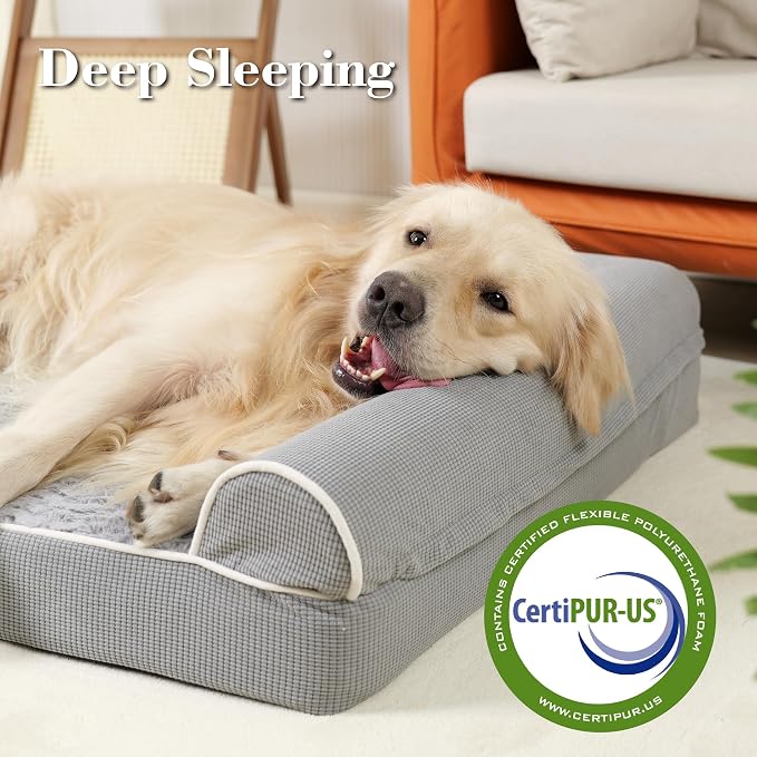 TJSOULER Orthopedic Dog Beds for Large Dogs,Waterproof Lined Egg Crate Foam Pet Bed Mat with Removable and Washable Cover and Non Slip Bottom,Dog Sofa Bed - Image 3