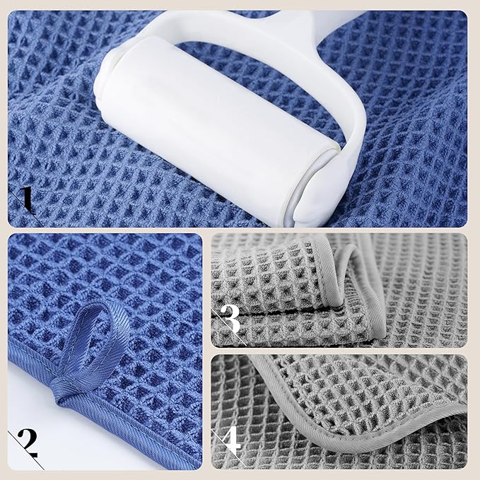 POLYTE 430 GSM Microfiber Oversize Quick Dry Lint Free Bath Towel, 60 x 30 in, 4 Pack (Waffle Weave) - Image 4