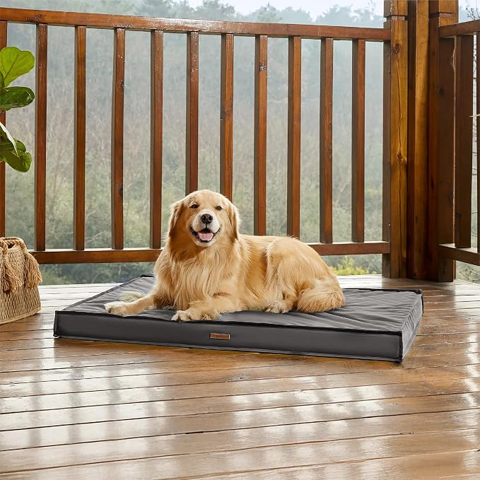 LE SURE Outdoor Waterproof XL Dog Bed,Orthopedic Pet Mat,44x32In | Crate Pad for Dogs with Oxford Fabric Surface,Removable Washable Cover,Egg Foam Kennel Pads,Non slip Bottom,Grey - Image 5