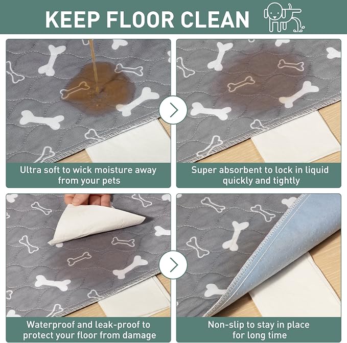 Eterish Reusable Washable Pee Pads for Dogs Extra Large 47'' x 47'' 2 Pack, Absorbent Pet Puppy Dog Training Pads Non-Slip, Waterproof Whelping Potty Pads for Dogs Leak-Proof - Image 2