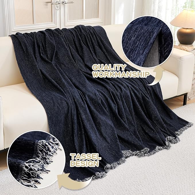 MYSKY HOME Couch Cover for Dogs Washable Couch Covers for 3 Cushion Couch Sofa Super Soft Sofa Slipcover Non Slip Sofa Cover, Chenille Sofa Covers for Dogs, Furniture Protector, 91"x134", Navy Blue - Image 3