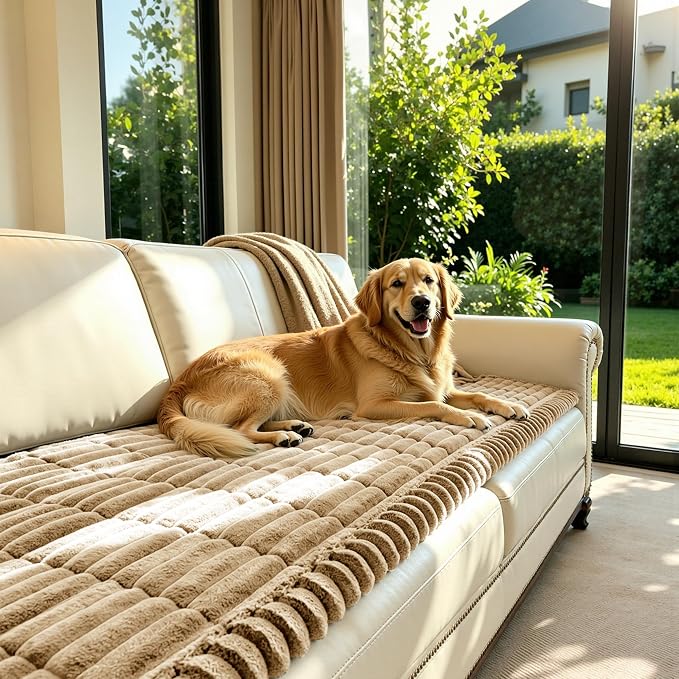 SUBRTEX Couch Cover for Dogs, Non-Slip Sofa Mat Washable, Thick Sofa Slipcover Cushion Protector Pet-Friendly (Coffee, 27.6"x82.7") by Subrtex