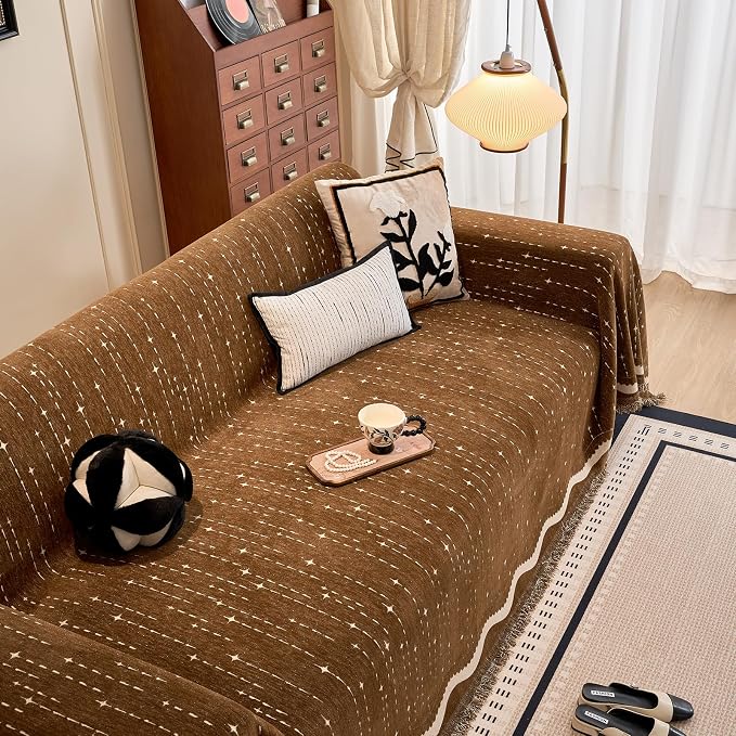 ROOMLIFE Couch Cover Boho Sofa Covers for 3 Cushion Couch Washable, Furniture Protector Sofa Couch Cover for Dogs, Soft Breathable Sofa Slipcover, Couch Throw Blankets with Tassels 71''X118'' - Image 3