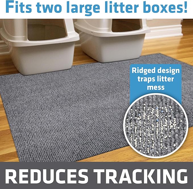 Drymate Cat Litter Box Mat, Litter Trapping Mat, Grey, 36x47 Jumbo XXL | Waterproof, Urine-Proof, Absorbent, Machine Washable, Soft on Paws, Contains Mess, Protects Floors, Kitten Supplies, USA Made - Image 2