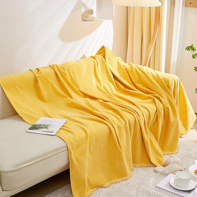 MEETSKY L Shaped Sofa Covers Sectional Couch Covers for 2 Cushion Couch Recliner Couch Slip Cover Modern Style for Living Room Decoration Simply Put Sofa Slipcovers for Pets, 71" x 118", Yellow - Image 6