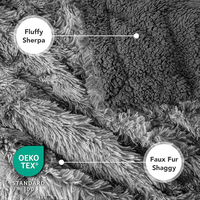 PetAmi Waterproof Dog Blanket for Couch, Bed & Furniture,Reversible Sherpa & Faux Fur Pet Blanket, Leakproof Pet Blanket for Large Dog Cat, Washable Soft Calming Protector Throw (60x80, Tie-Dye Gray) - Image 5