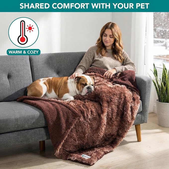 PetAmi Waterproof Dog Blanket for Couch, Bed & Furniture,Reversible Sherpa & Faux Fur Pet Blanket, Leakproof Blanket for Puppy Cat, Washable Soft Calming Pet Couch Protector (29x40, Tie-Dye Brown) - Image 6