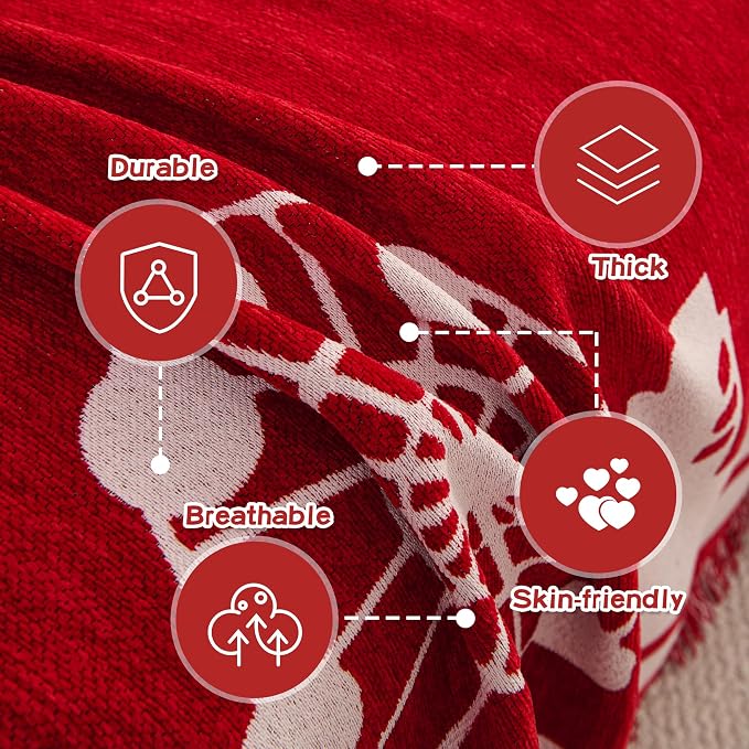 MEETSKY Christmas Couch Cover Red Sofa Slipcover for 2 Couch, Sofa Covers Washable Use Thick Soft Fabric Couch Cover for Dogs, Multi-Use Decorative Couch Protector for Pets, 71" x 118", Red - Image 3