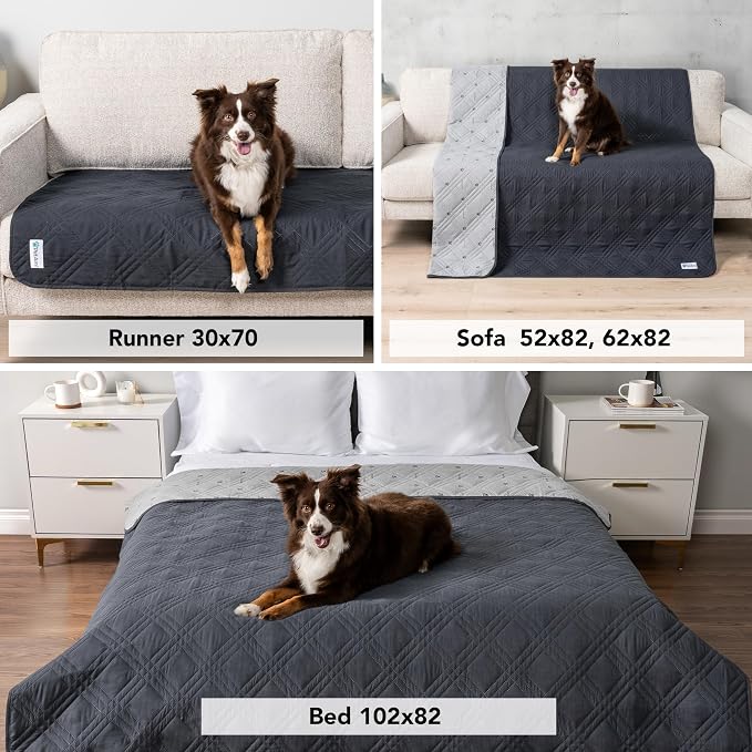 PetAmi Waterproof Couch Cover for Dogs, Non-Slip Leakproof Sofa Furniture Protector for Pet Cat, Machine Washable Bed Blanket for Car Seat, 68x82 Gray - Image 4