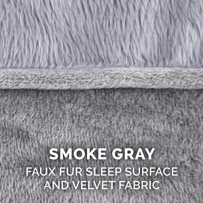 Furhaven Replacement Dog Bed Cover Faux Fur & Velvet Sofa-Style, Machine Washable - Smoke Gray, Medium - Image 4