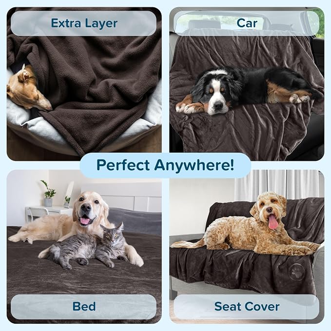PETMAKER Dog Blanket - 60x70in Reversible Sherpa Blanket - Throw Blankets for Bed, Couch, or Car - Machine Washable Puppy Essentials (Charcoal) - Image 6