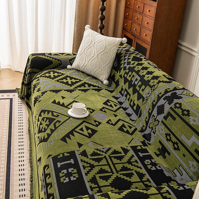 ROOMLIFE Couch Cover 3 Cushion Sofa, Washable Non Slip Furniture Sofa Protector Cover, Soft Chenille Sofa Slipcovers Sectional L Shape Dogs Couch Cover Throw Blanket with Tassels 71''X150'' - Image 5