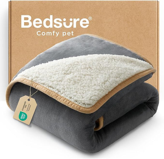 Bedsure Waterproof Dog Blankets for Small Dogs Soft Cat Blanket Warm,25X35 | Washable Plush Sherpa Fleece Puppy Blanket for Couch Protector, Reversible Cozy Calming Throw for Pet Indoor,Grey by Unknown