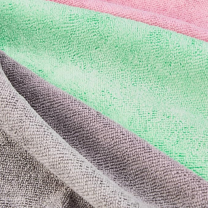 Amazon Basics Microfiber Cleaning Cloths, Ultra Absorbent, Scratch Free, Non-Abrasive, Reusable and Washable, All-Purpose, Car Detailing, 16" x 12", Green/Gray/Pink (Pack of 288) - Image 3