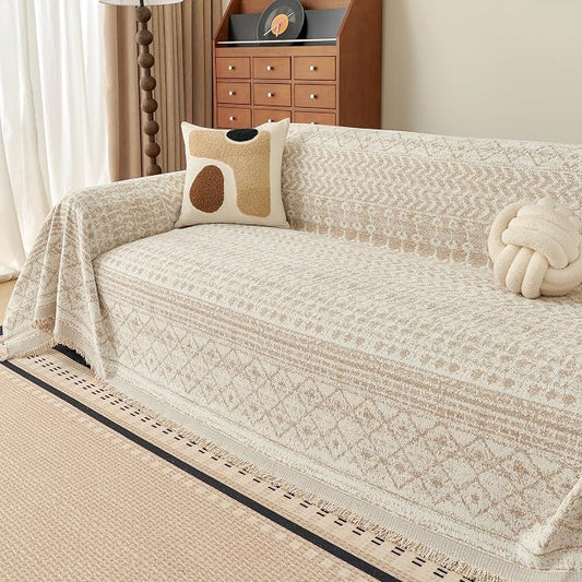 MEETSKY Boho Couch Cover for Sectional Sofa, Chenille Loveseat Sofa Covers Washable Pet Friendly Geometric Couch Covers by MEETSKY