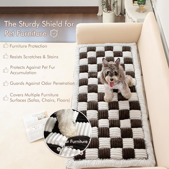 Couch Cover for Sofa, Sectional Couch Cover for Dogs, Sofa Cover Washable, Cushion Cover Blanket Pad Bed Mat for Pets, Fleece Furniture Protector, Black, 27.6x59in - Image 2