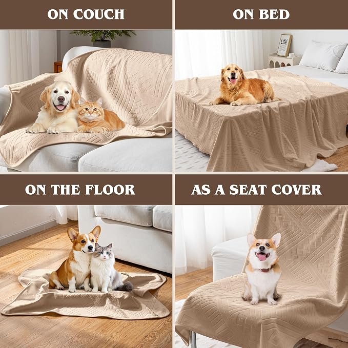 Waterproof Recliner Chair Cover - Washable Double-Sided Velvet and Pattern Reversible Cover for Couch, Sofa Protection for Dogs,30x40in/Khaki - Image 4