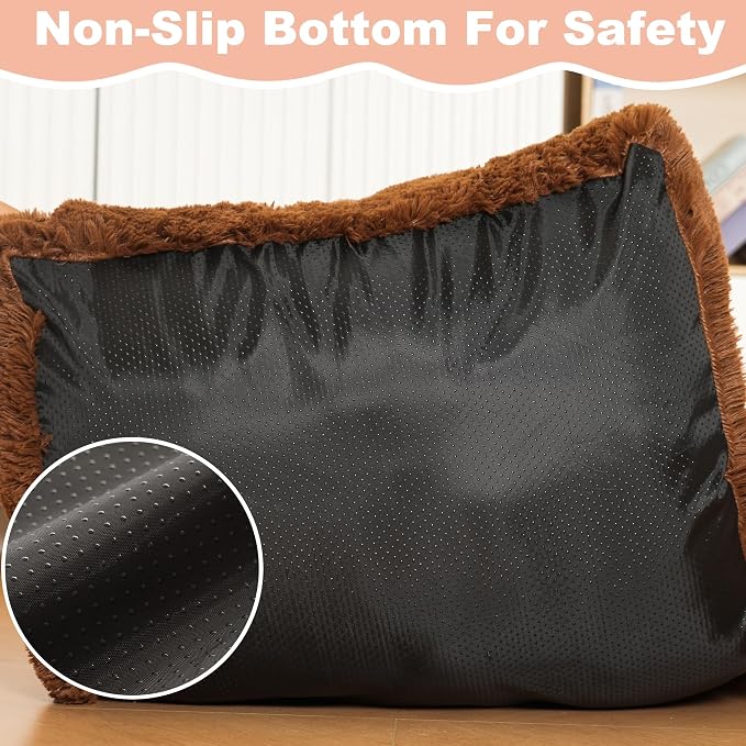 Bedfolks Waterproof Crate Pad, Plush Faux Fur Kennel Bed for Extra Large Dogs, Removable Cover, Fluffy Washable 41"x27", Solid Brown - Image 6