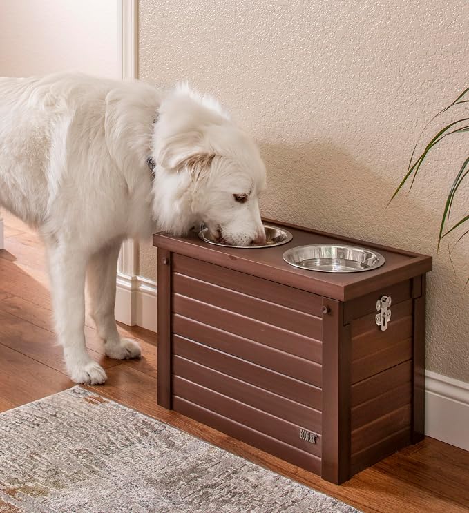 New Age Pet ECOFLEX Piedmont Raised Dog Diner with Food Storage, Elevated Feeding Station for Large Dogs, 2 Stainless Steel Bowls (32 oz ea), Holds 15–20 lbs of Food, 3 Colors, 10-Year Warranty - Image 5