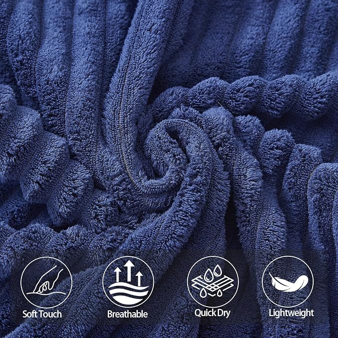 4 Piece Bath Towels, 30"x60" Microfiber Towels Set, Navy Blue | Large Bathroom Towels, Soft Touch, Highly Absorbent, Quick Dry, Lint Free, Long-Lasting, Family Use, Guest Bath & Daily Use - Image 5