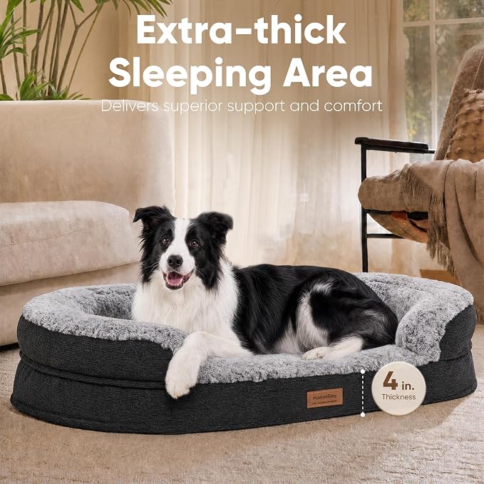 FUKUMARU Large Thickened Dog Couch Bed, Orthopedic, Waterproof & Washable | Heavy Duty Dog Sofa with 4" Extra-Thick Egg-Crate Foam, Relieves Joint Pressure, Fully Removable, Fits Medium to Large Dogs - Image 2