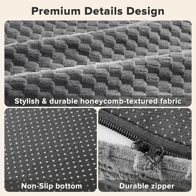 JOEJOY Orthopedic Dog Beds Large Sized Dog, Washable Waterproof Oval Large Dog Bed with Removable Cover, Big Egg-Crate Memory Foam Pet Bed with Bolster Sides & Non-Skid Bottom, Dark Grey, 36''x27'' - Image 6