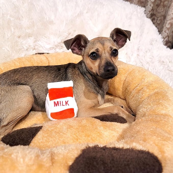 TONBO Soft Plush Small Cute and Cozy Food Dog Cat Bed, Washer and Dryer Friendly (Chocolate Chip Cookie) - Image 5