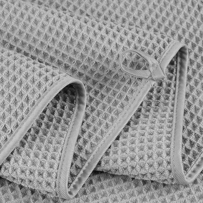 POLYTE 430 GSM Microfiber Oversize Quick Dry Lint Free Bath Towel, 60 x 30 in, 4 Pack (Waffle Weave) - Image 4