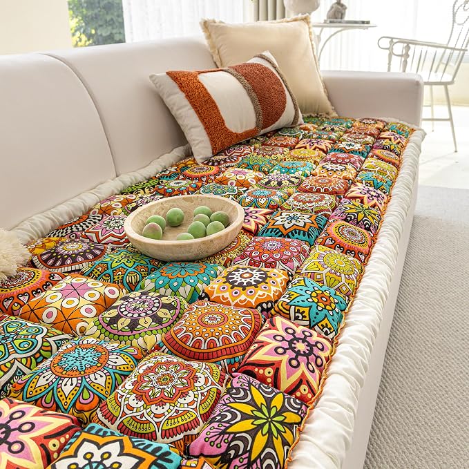 Couch Covers for Dogs, Non Slip Pet Couch Covers for Sofa Washable, Boho Covers for 3 Cushion Couch Sofa Pet Friendly (Orange, 35.4x82.7 inch) by HOMEREFROM