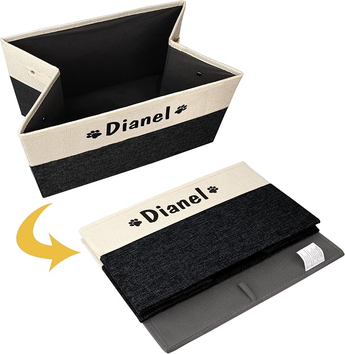 PET ARTIST Personalized Dog Toy Bin for Dog Toys Accessories - Foldable Dog Toy Basket Storage Box for Pet Toys,Dog Coat, Upgrade Black, M:15''(38cm)*11''(28cm)*9''(23cm) - Image 8