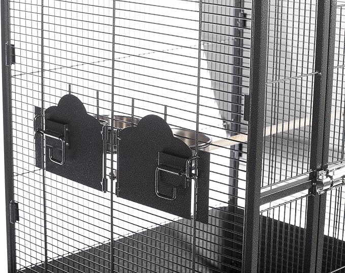 Prevue Pet Products Park Plaza Bird Cage - Large Steel Cage with Rolling Stand, Seed Guards, and Perches, Ideal for Cockatiels and Medium Birds - Black Hammertone - Image 3