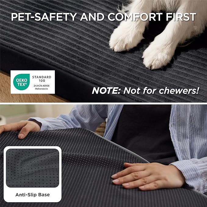 Bedsure ComfyFleece XXL Dog Bed for Crate with Washable Cover, 47x29 | Orthopedic Egg Crate Foam Pet Mat,Removable Cover, Nonslip Bottom,Not Waterproof,Not Chewproof,For Extra Large Breeds ≤100lbs - Image 4