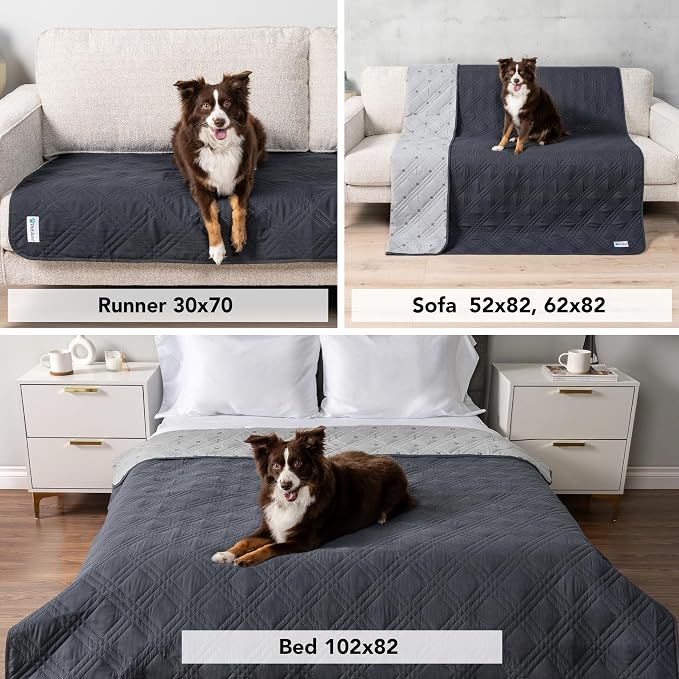 PetAmi Waterproof Couch Cover for Dogs, Non-Slip Leakproof Sofa Furniture Protector for Pet Cat, Machine Washable Bed Blanket for Car Seat, 30x70 Gray - Image 4