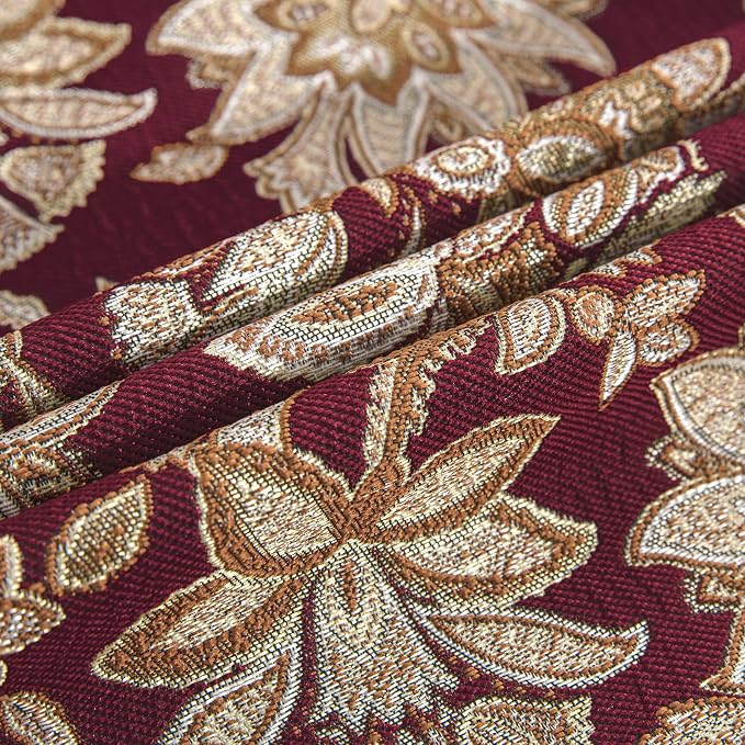 Loom and Mill Luxury Vintage Jacquard Sofa Couch Covers, Burgundy, 71"x118" | Elegant Damask Floral Sofa Throw Cover with Tassels for 2-3 Cushion Couch, Sectional Couch Cover Sofa Slipcover for Dogs Pets - Image 7