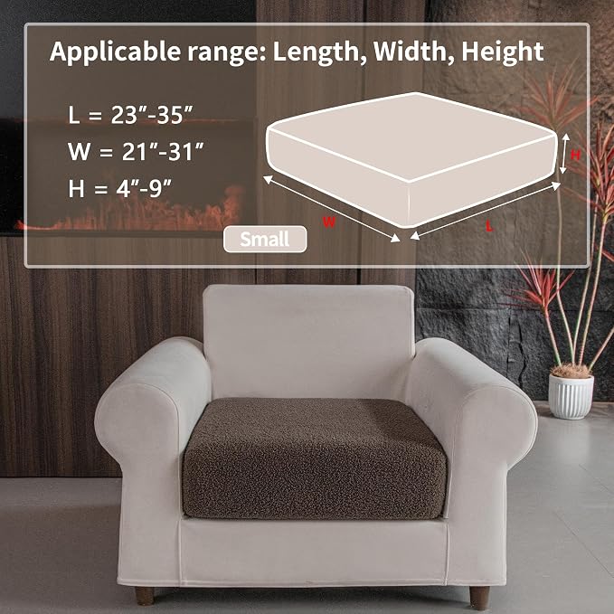 OHSIO Couch Cushion Covers for Sectional Sofa, Stretch Soft Sofa Slipcovers Washable Wear-Resistant Universal Furniture Protector for Living Room(1 Piece Chair Cover, Brown) - Image 2