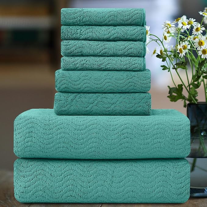 Smuge Ultra Soft 8 Piece Large Bath Towel Set for Bathroom Shower Pool, Kitchen, Quick Dry, Lightweight Highly Absorbent - 2 Oversized Bath Towel Sheets, 2 Hand Towels, 4 Washcloths by Smuge
