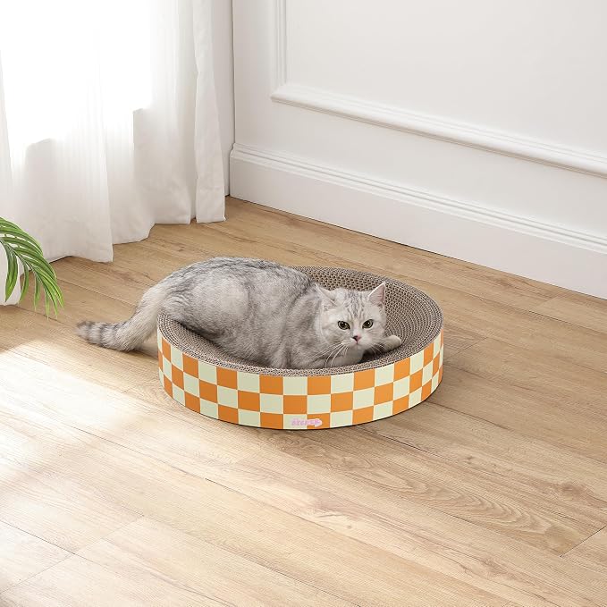 CSR1010G Nelson 20.13" Modern Cardboard Round Bowl Cat Scratcher with Catnip, Citrus - Image 2