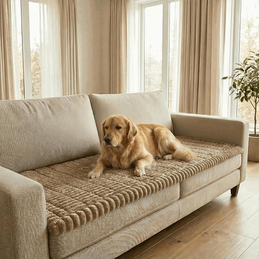 Non-Slip Sectional Couch Covers, Washable Pet Friendly Furniture Protector for Dogs Cats, Soft Thick Slipcover for L-Shaped Sofa (Sold by Piece, Not Set) (Khaki, 27.6"x27.6") by CURUYAN