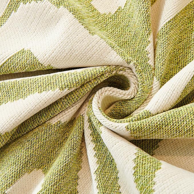91" x118" Green Geometric Pattern Reversible Chenille Sofa Cover with Tassels Thick Couch Cover for All Shape Sofas Boho Sofa Slipcover Furniture Protector for Dog Pet Scratching, Washable - Image 5