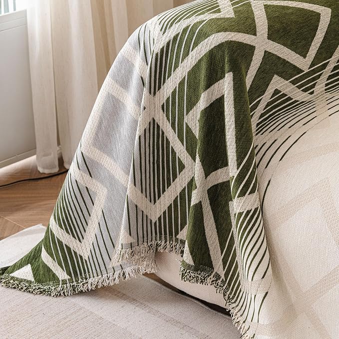 ROOMLIFE Couch Cover 3 Cushion Sofa, Washable Non Slip Furniture Sofa Protector Cover, Soft Chenille Sofa Slipcovers Sectional L Shape Dogs Couch Cover Throw Blanket with Tassels 71''X134'' - Image 3