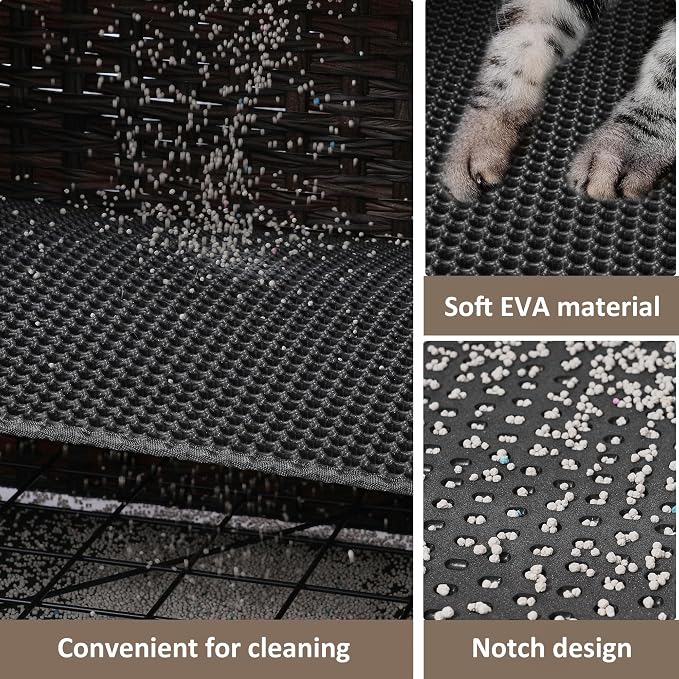 Cat Litter Box Enclosure with Door, Hidden Cat Washroom Furniture | Handwoven PP Wicker; Soft Litter Mat Included; Spacious Interior; Furniture-Style Design; Indoor Home Décor - Image 5