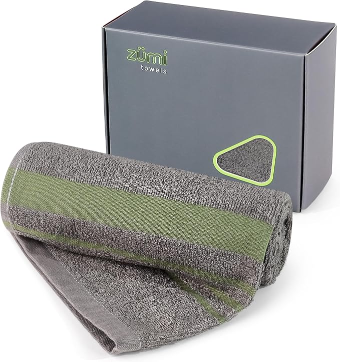 Zumi MINI 100% Cotton Camping Travel Towel - Small, Ultralight, Fast Drying, Highly Absorbent, Soft and Gentle on the Skin, Safe for the Planet (28"x13" Gray) by Zumi+Towels