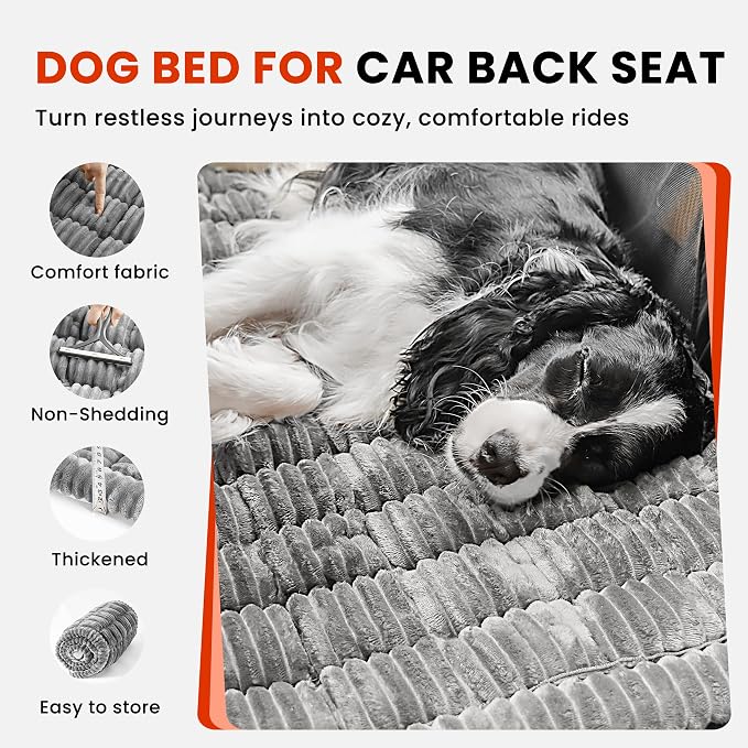 HiPetpy Backseat Dog Bed Mat for Car, Non-Slip Dog Bed for Car Back Seat, Soft & Cozy Dogs Blanket, Washable Travel Pet Mat Seat Protector for Cars, SUVs, Trucks - Image 2