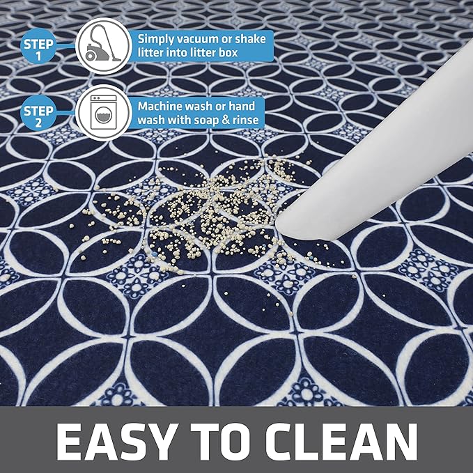Drymate Cat Litter Box Mat, Litter Trapping Mat, Indigo, 29x36 XL | Waterproof, Urine-Proof, Absorbent, Machine Washable, Soft on Paws, Contains Mess, Protects Floors, Kitten Supplies, USA Made - Image 5