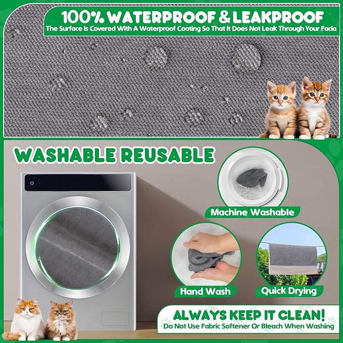 Cat Scratch Furniture Protector - Anti-Slip, Waterproof Sofa Cover to Keep Cats Off, Pet-Friendly Couch Protectors for 3 Cushion Couch, Anti-Scratch Couch Cover for Pets and Kids 118"X91"Dark Gray - Image 9